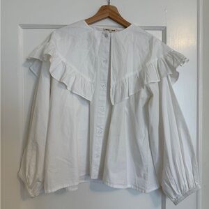 Sonder Haus Elegant White Ruffle Blouse